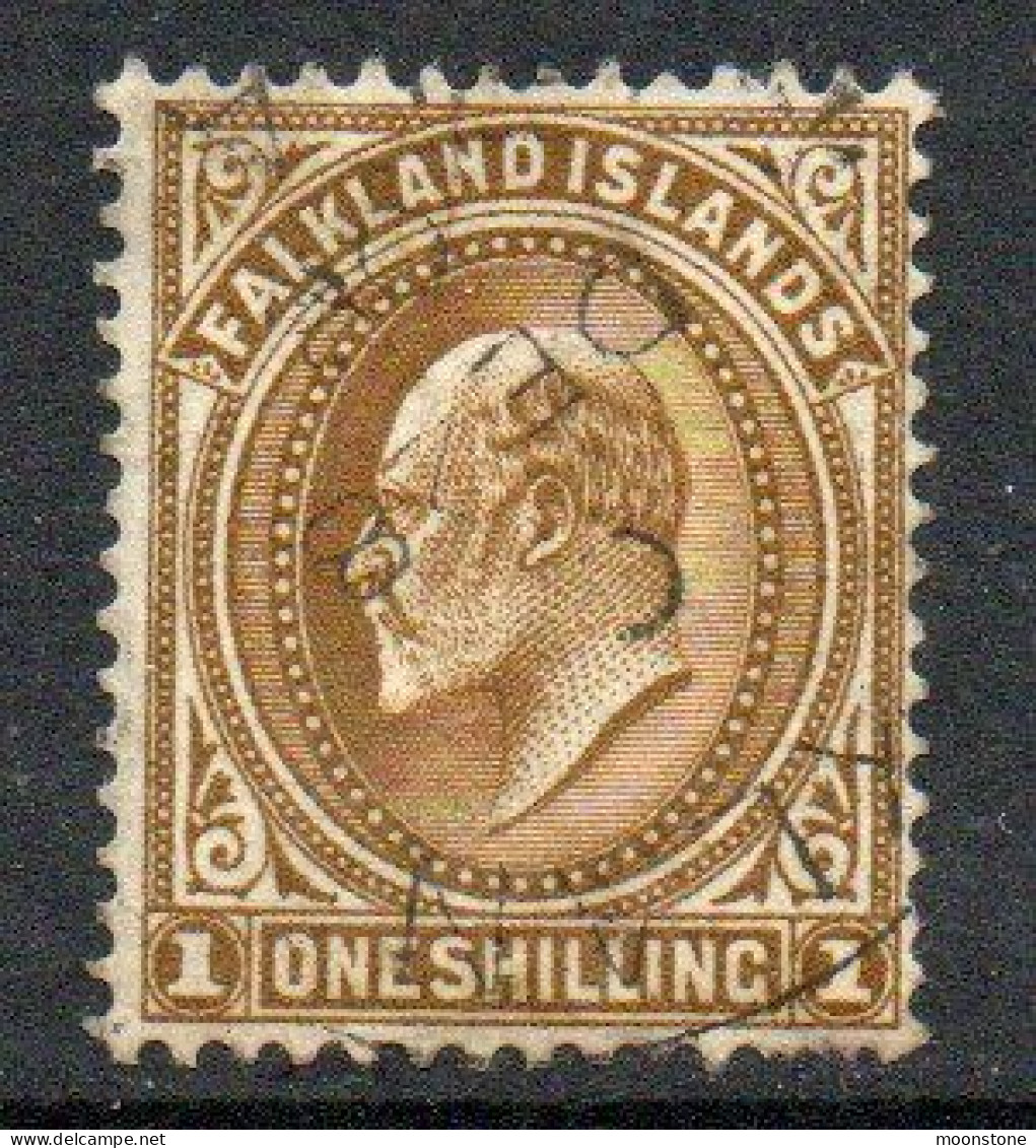 Falkland Islands EVII 1904-12 1/- Brown Definitive, Used, SG 48 - Falkland Islands