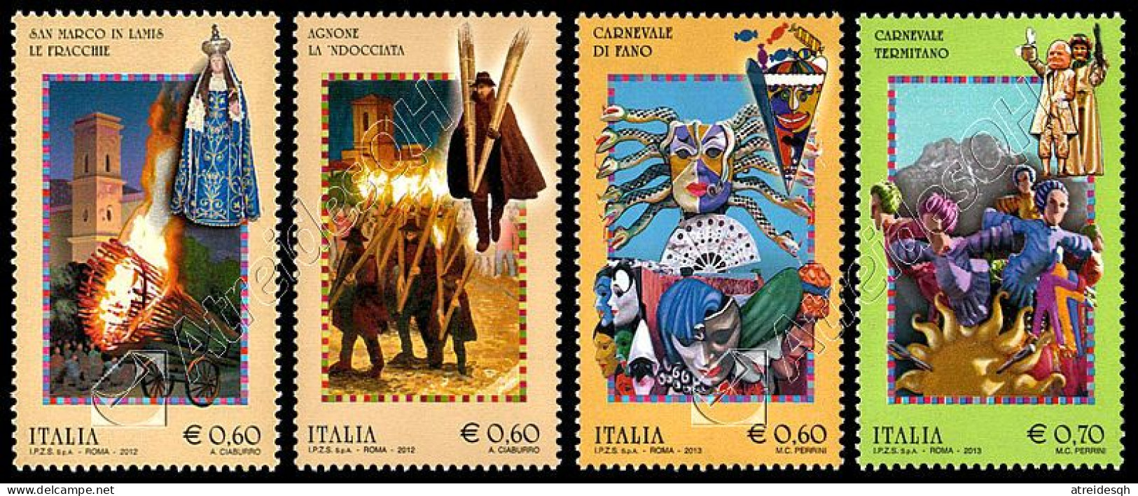 [Q] Italia / Italy 2012-2013: 4 Val. Folklore / Folklore, 4 Stamps ** - Carnival