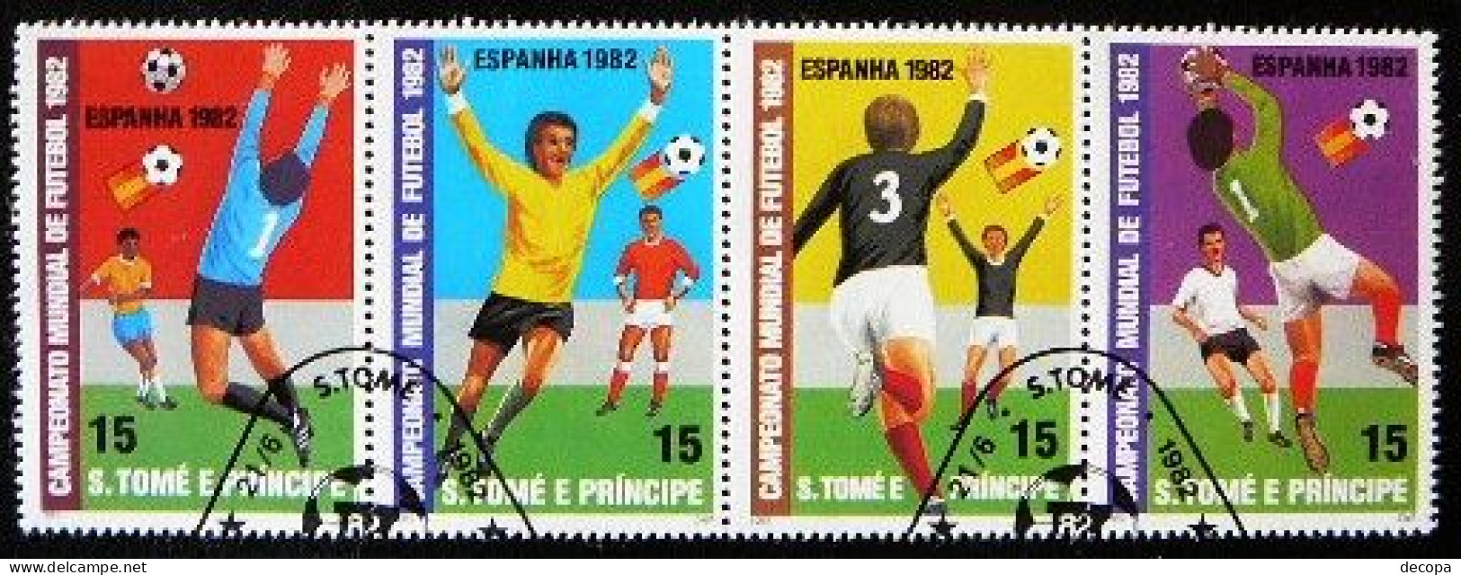 (dcbv-1596)  Sao Tomé E Principe       Michel  754-57 Strip   Yvert   678-81 Strip - 1982 – Espagne