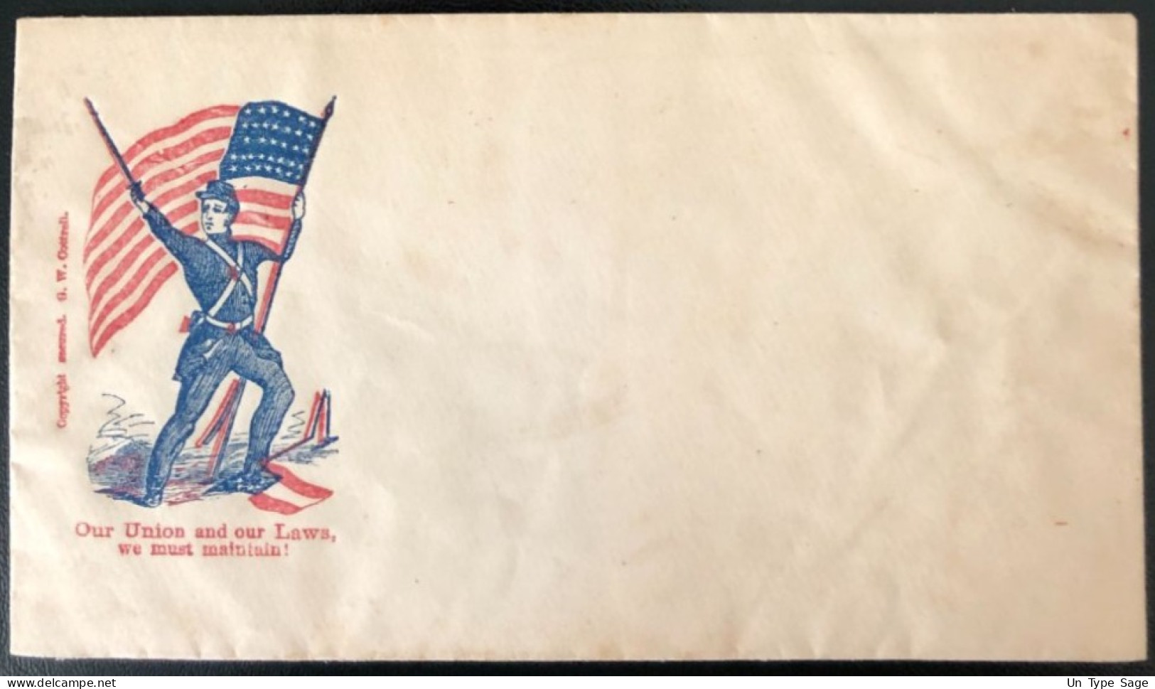 U.S.A, Civil War, Patriotic Cover - "Our Union And Our Laws, We Must Maintain !" - Unused - (C434) - Marcofilia