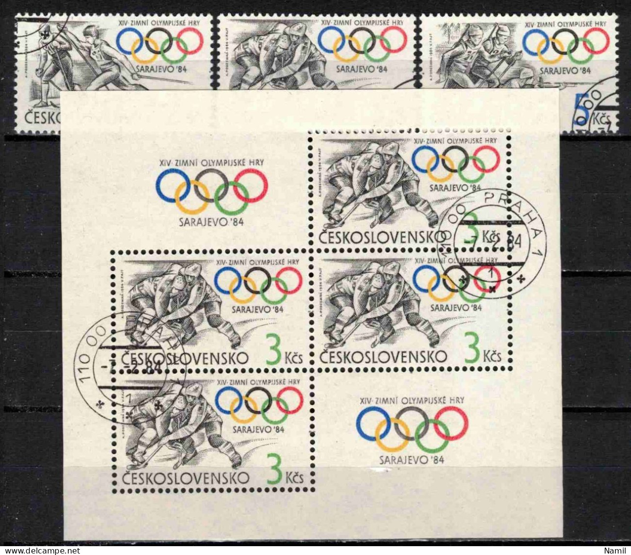 Tchécoslovaquie 1984 Mi 2751-3+Bl.57 (Yv 2570-2+BF 62), Obliteré - Gebraucht