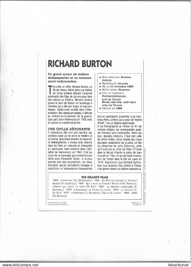 Portrait De Star De Cinéma Richard Burton - Collezioni