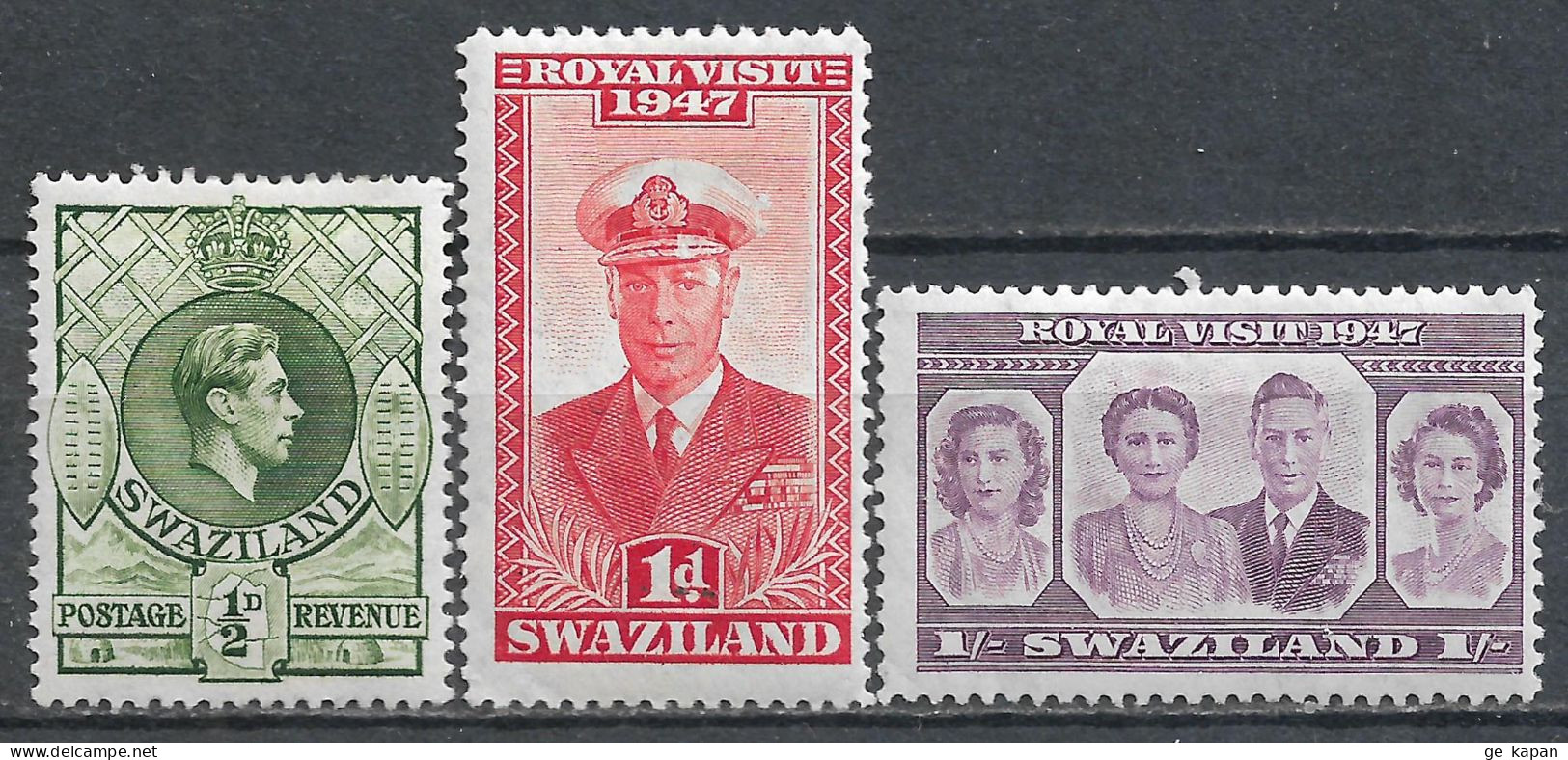 1943,1947 SWAZILAND Set Of 3 MLH STAMPS (Michel # 27C,44,47) - Swasiland (...-1967)