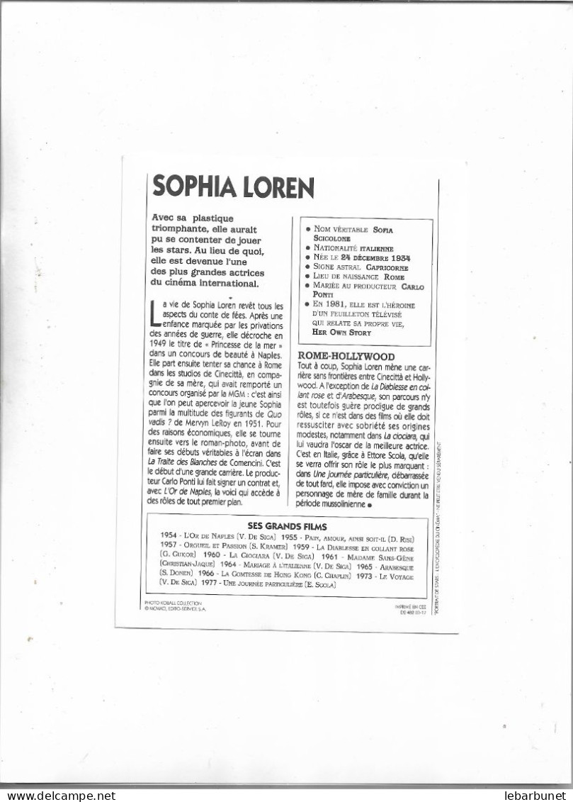 Portrait De Star De Cinéma Sophia Loren - Colecciones