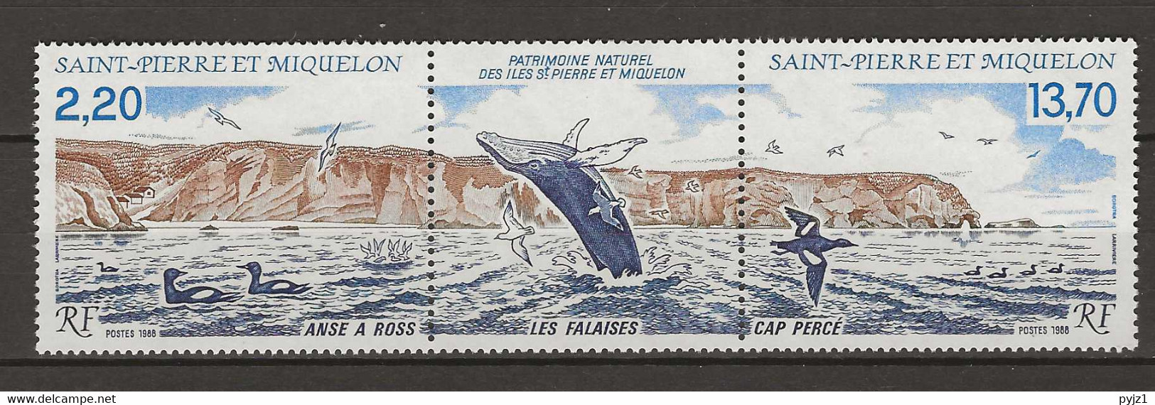 1988 MNH St. Pierre And Miquelon Michel 566-7 - Unused Stamps