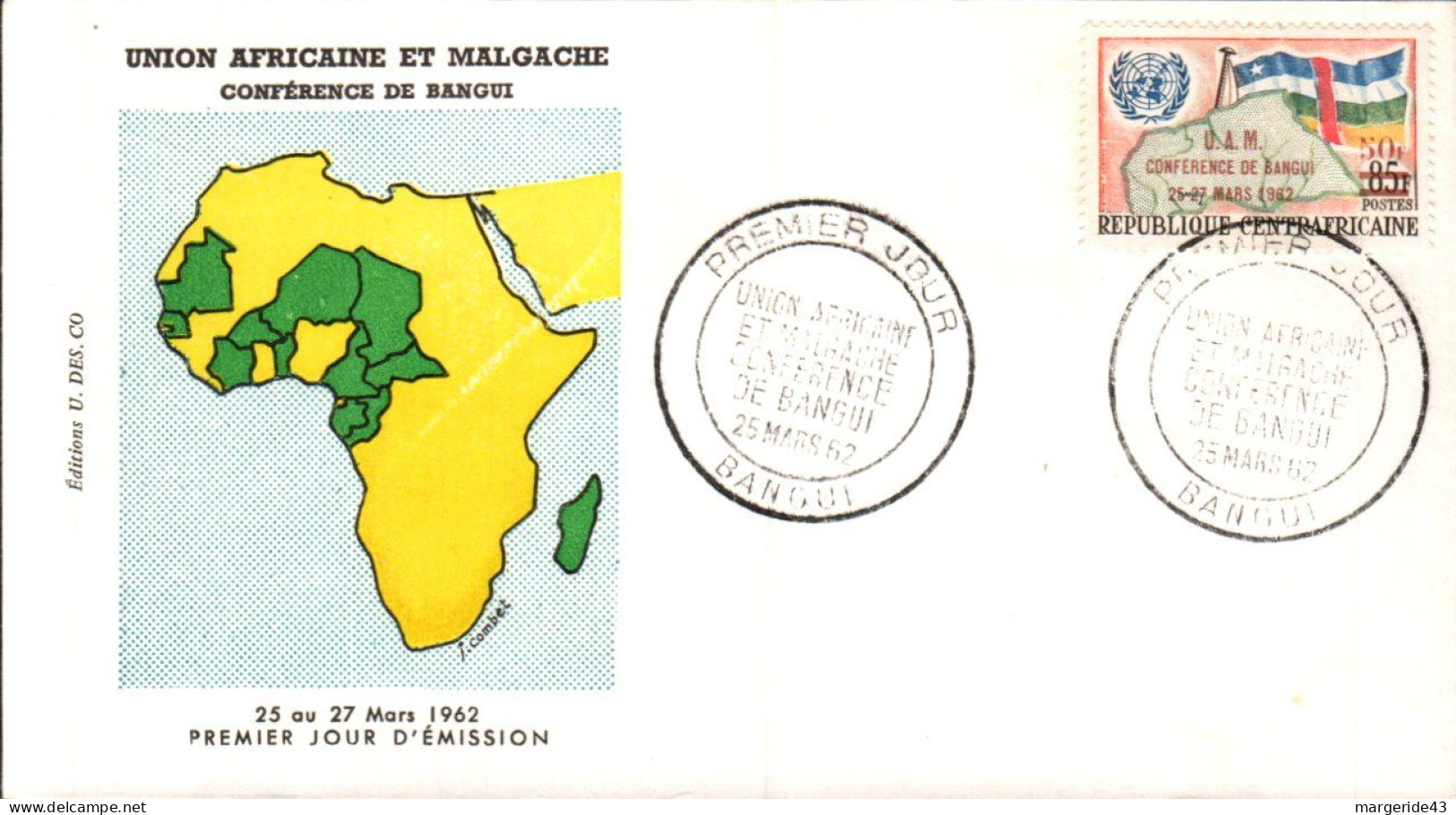 MADAGASCAR FDC 1962 UNION AFRICAINE ET MALGACHE - Madagascar (1960-...)