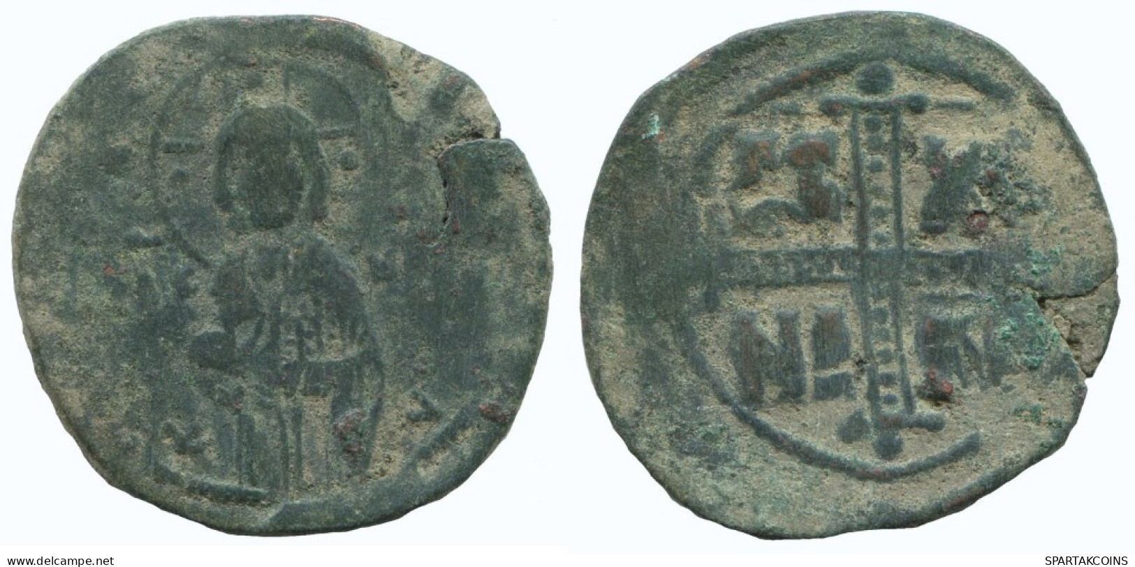 JESUS CHRIST ANONYMOUS CROSS Ancient BYZANTINE Coin 7.3g/32mm #AA609.21.U.A - Byzantines