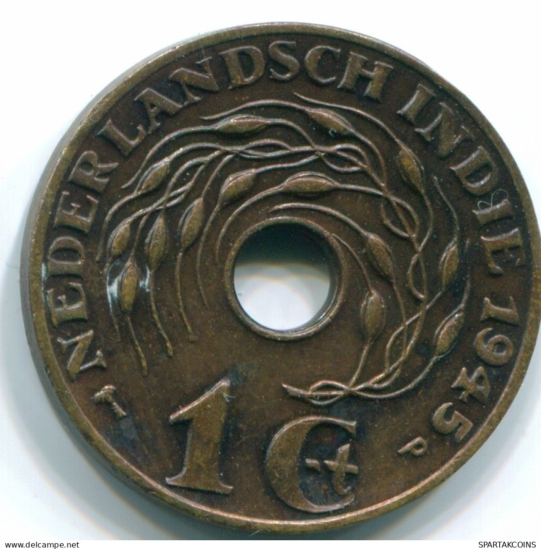 1 CENT 1945 P NETHERLANDS EAST INDIES INDONESIA Bronze Colonial Coin #S10415.U.A - Nederlands-Indië