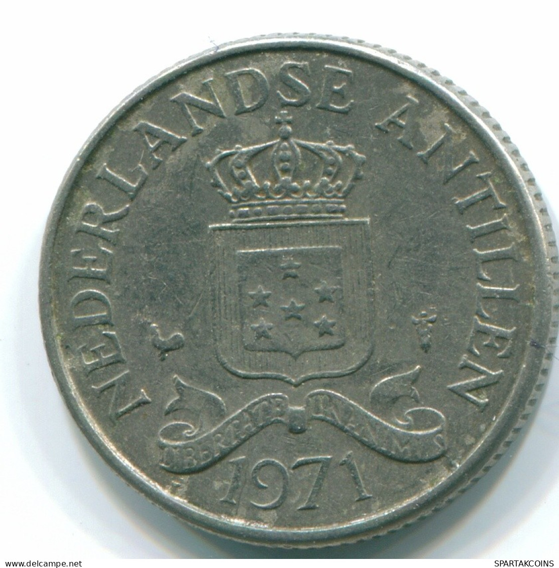 25 CENTS 1971 NETHERLANDS ANTILLES Nickel Colonial Coin #S11584.U.A - Antilles Néerlandaises
