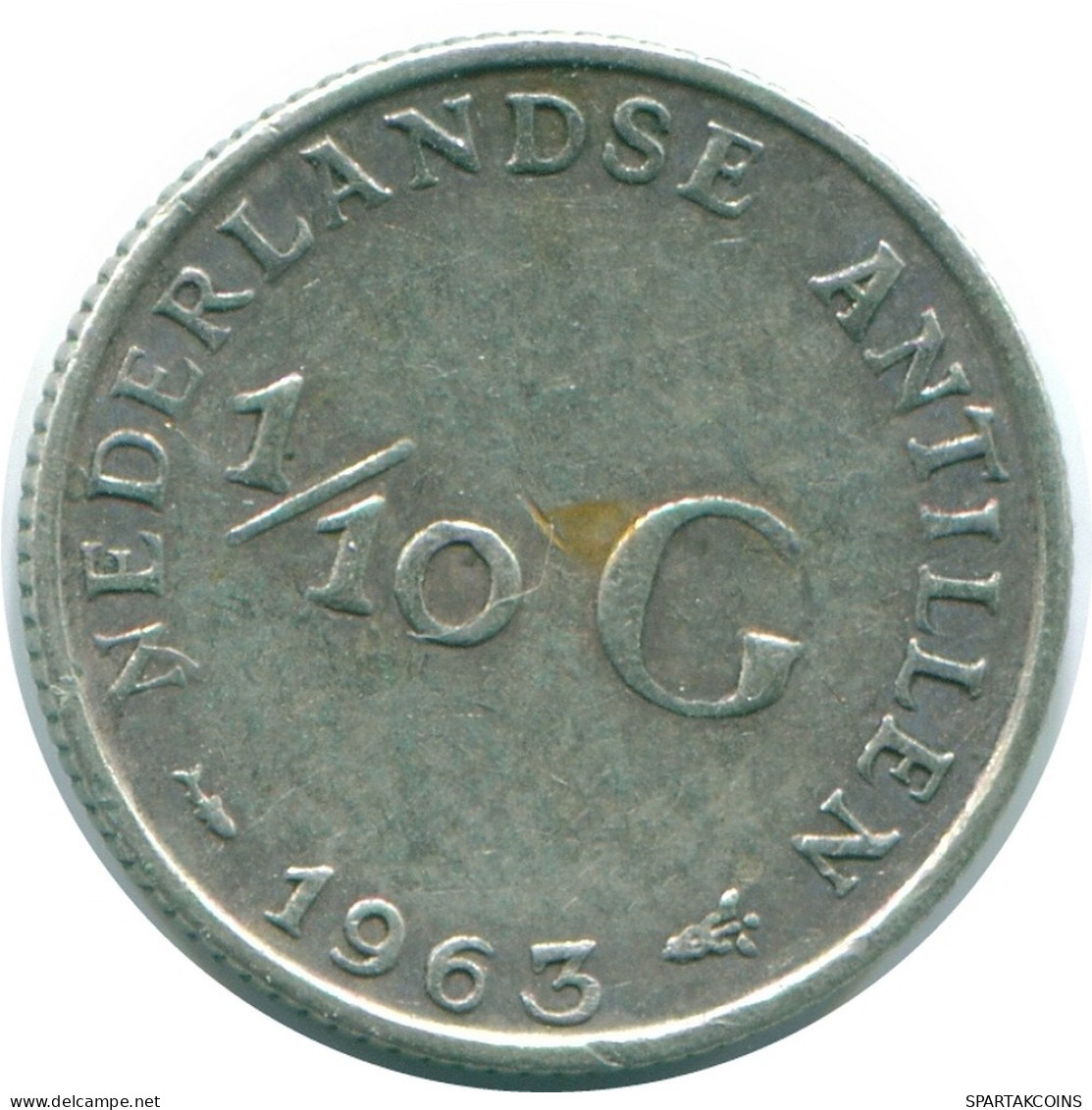 1/10 GULDEN 1963 ANTILLAS NEERLANDESAS PLATA Colonial Moneda #NL12575.3.E.A - Antilles Néerlandaises