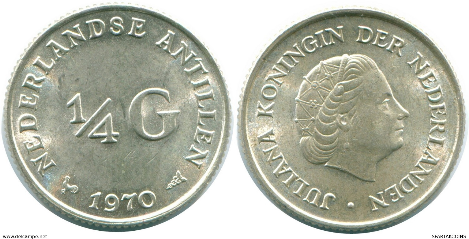 1/4 GULDEN 1970 NIEDERLÄNDISCHE ANTILLEN SILBER Koloniale Münze #NL11645.4.D.A - Niederländische Antillen