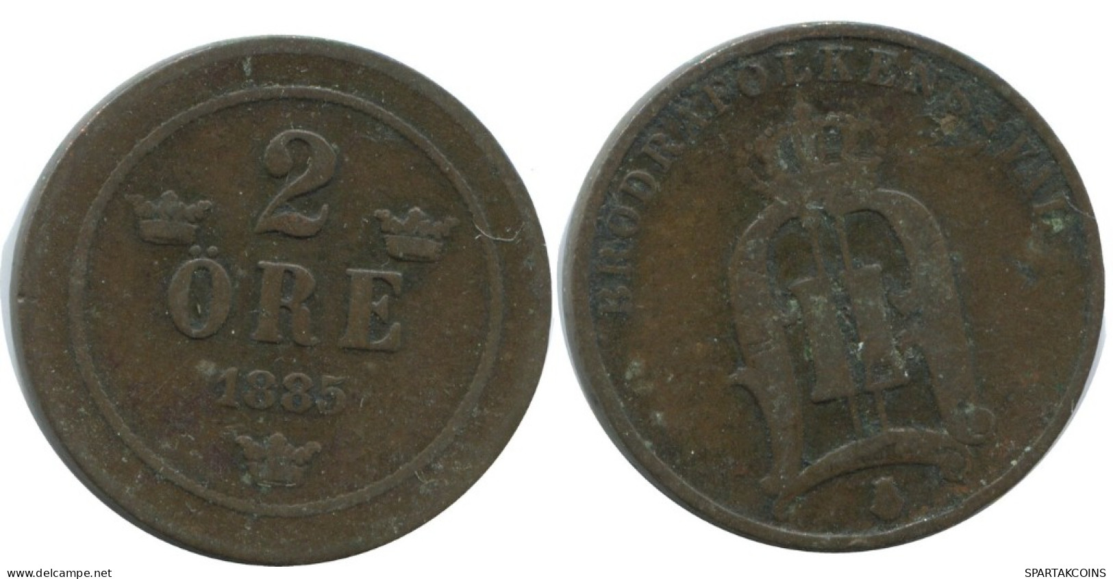 2 ORE 1885 SCHWEDEN SWEDEN Münze #AC996.2.D.A - Sweden