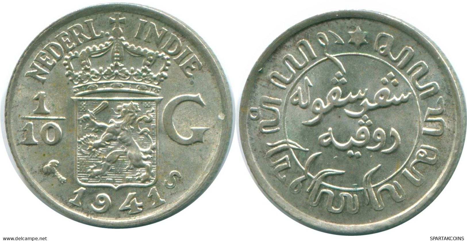 1/10 GULDEN 1941 S INDIAS ORIENTALES DE LOS PAÍSES BAJOS PLATA #NL13573.3.E.A - Indes Neerlandesas