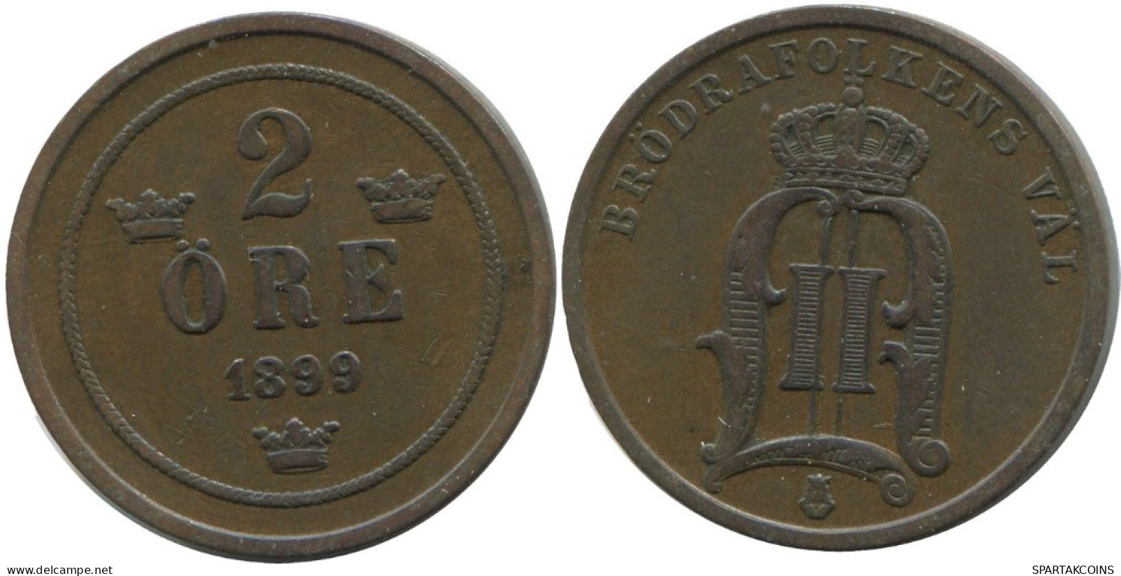 2 ORE 1899 SUECIA SWEDEN Moneda #AC902.2.E.A - Suède