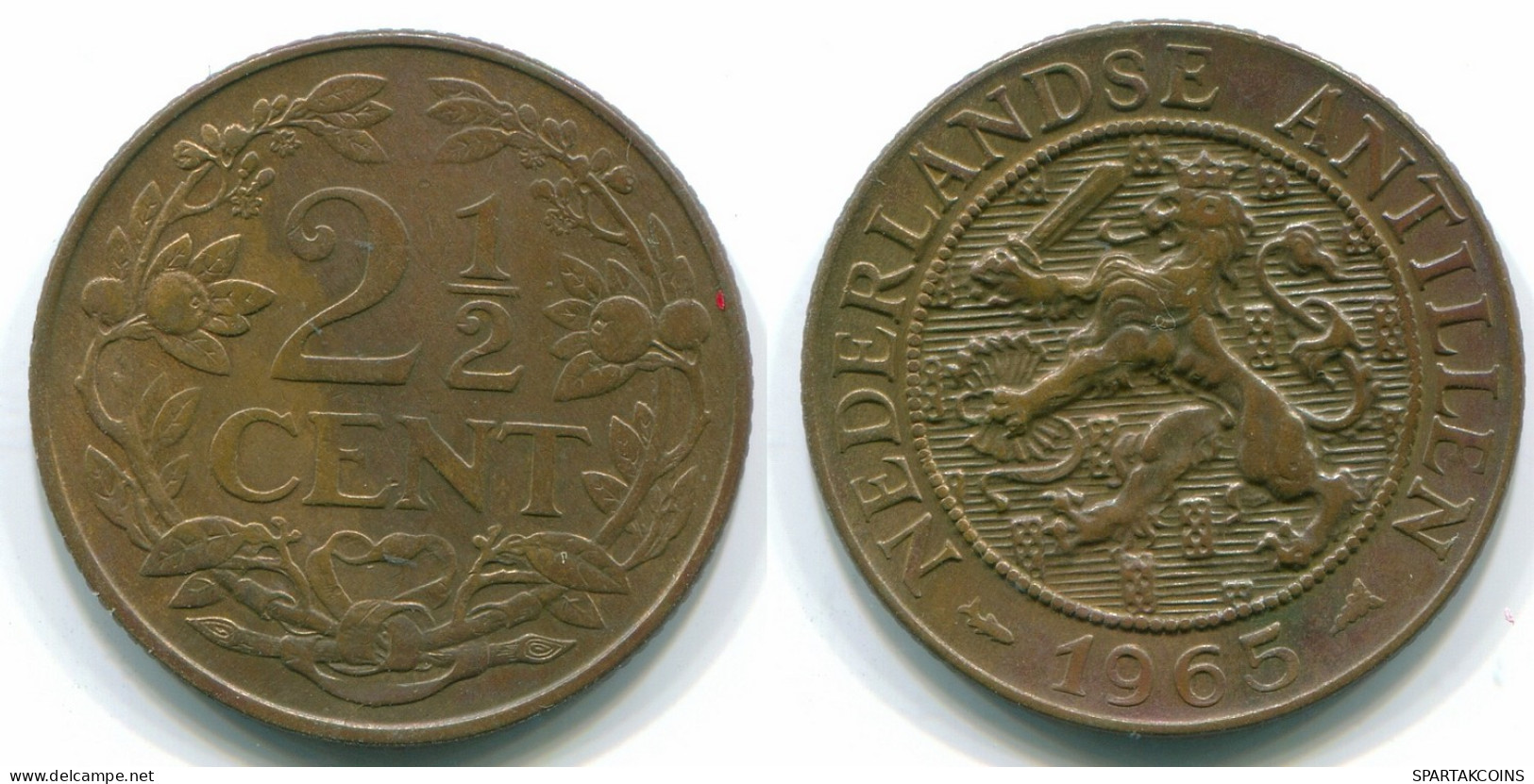 2 1/2 CENT 1965 CURACAO Netherlands Bronze Colonial Coin #S10238.U.A - Curaçao