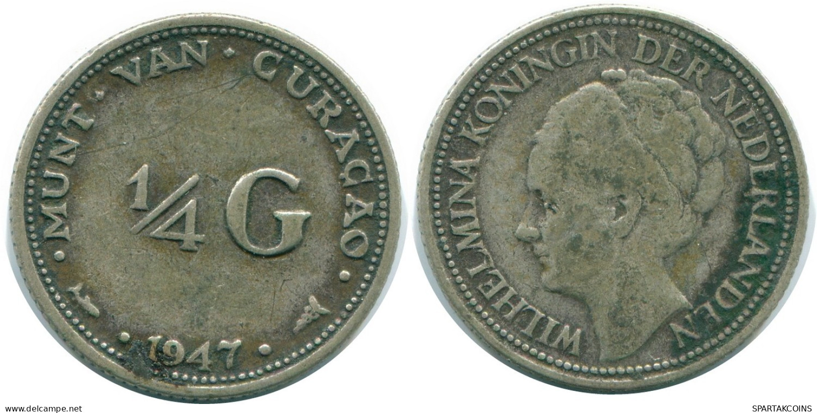 1/4 GULDEN 1947 CURACAO NIEDERLANDE SILBER Koloniale Münze #NL10804.4.D.A - Curacao