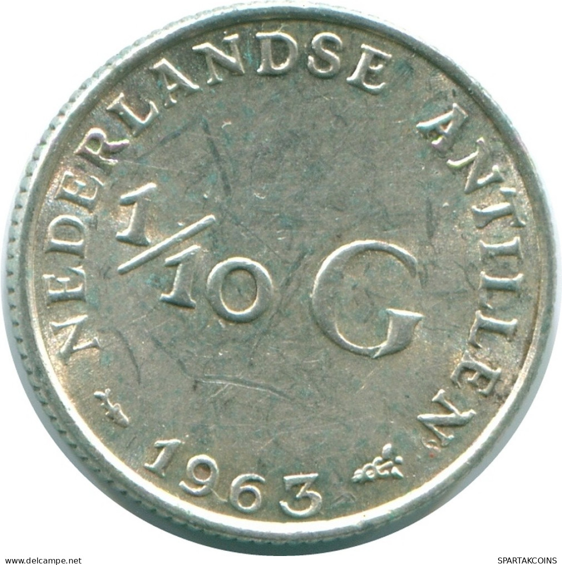 1/10 GULDEN 1963 NIEDERLÄNDISCHE ANTILLEN SILBER Koloniale Münze #NL12484.3.D.A - Antilles Néerlandaises