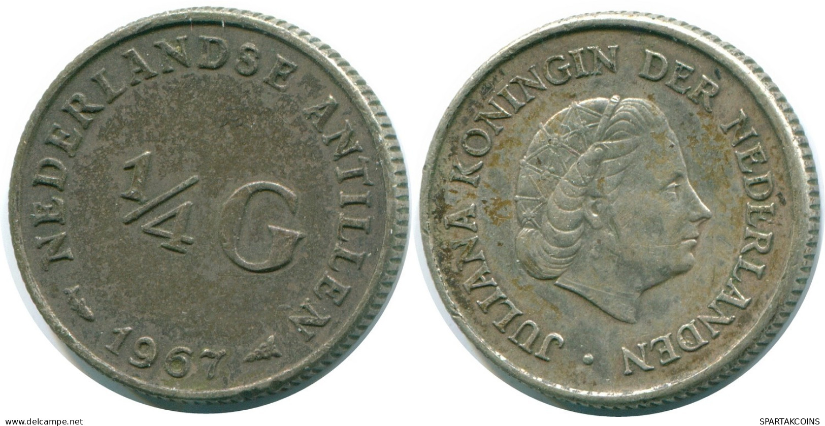 1/4 GULDEN 1967 ANTILLAS NEERLANDESAS PLATA Colonial Moneda #NL11607.4.E.A - Antilles Néerlandaises