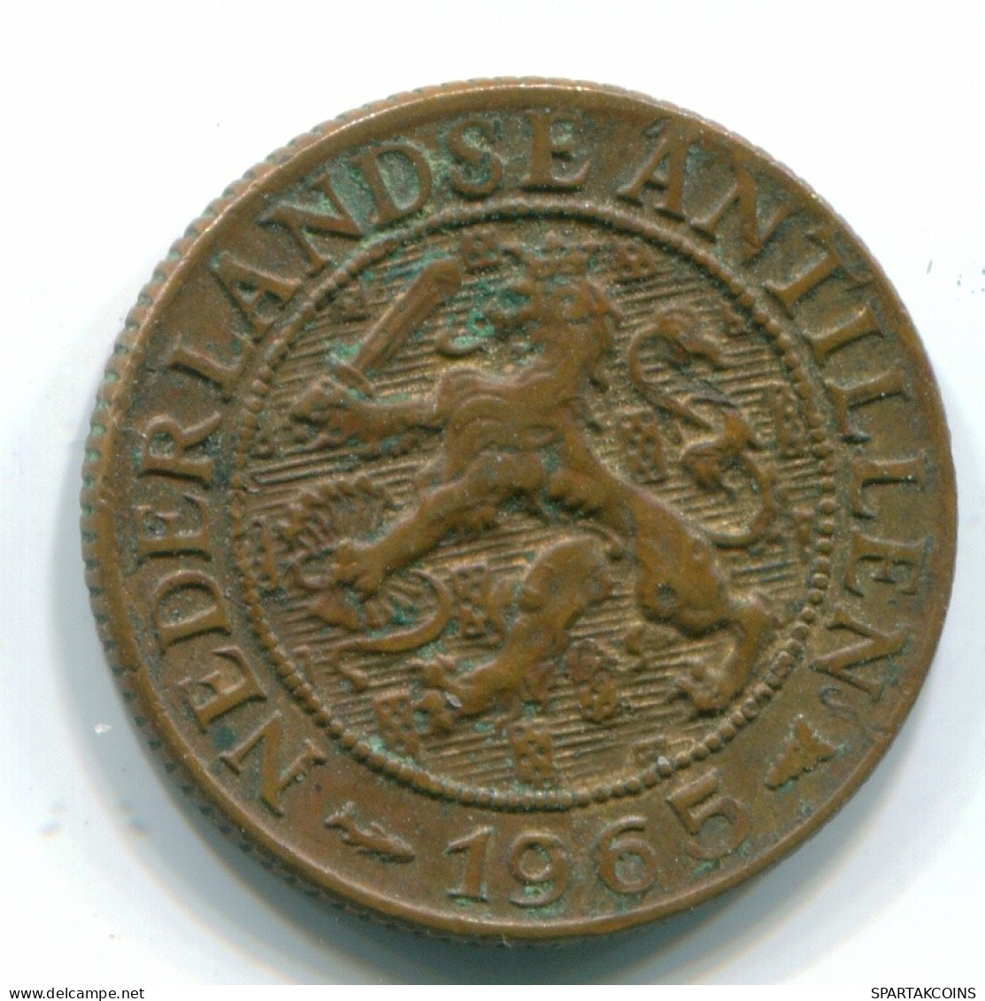 1 CENT 1965 ANTILLAS NEERLANDESAS Bronze Fish Colonial Moneda #S11123.E.A - Niederländische Antillen