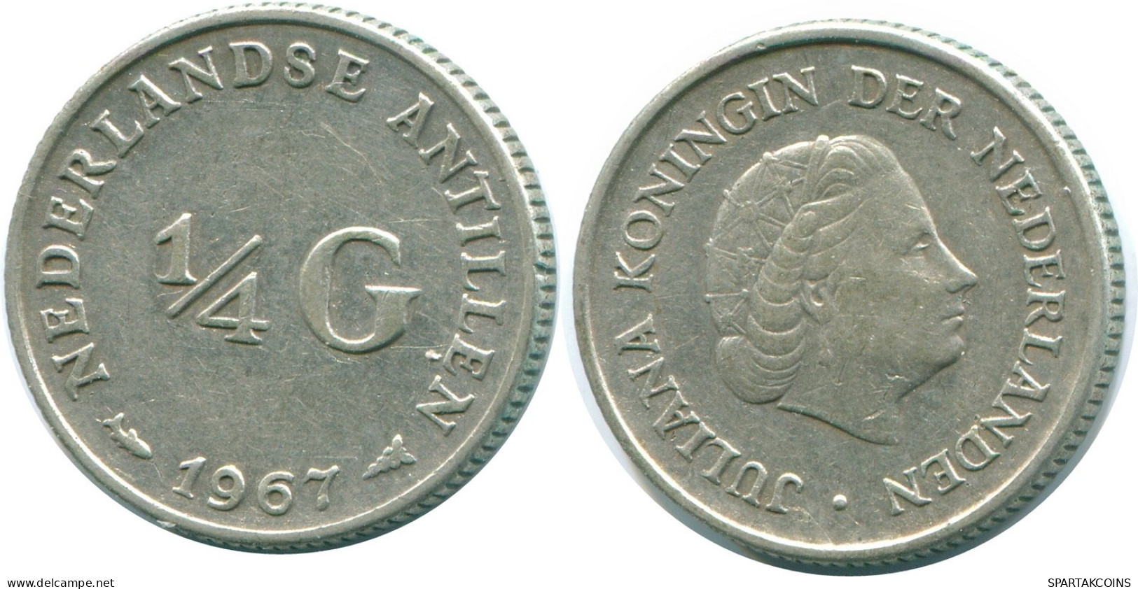 1/4 GULDEN 1967 NETHERLANDS ANTILLES SILVER Colonial Coin #NL11491.4.U.A - Niederländische Antillen