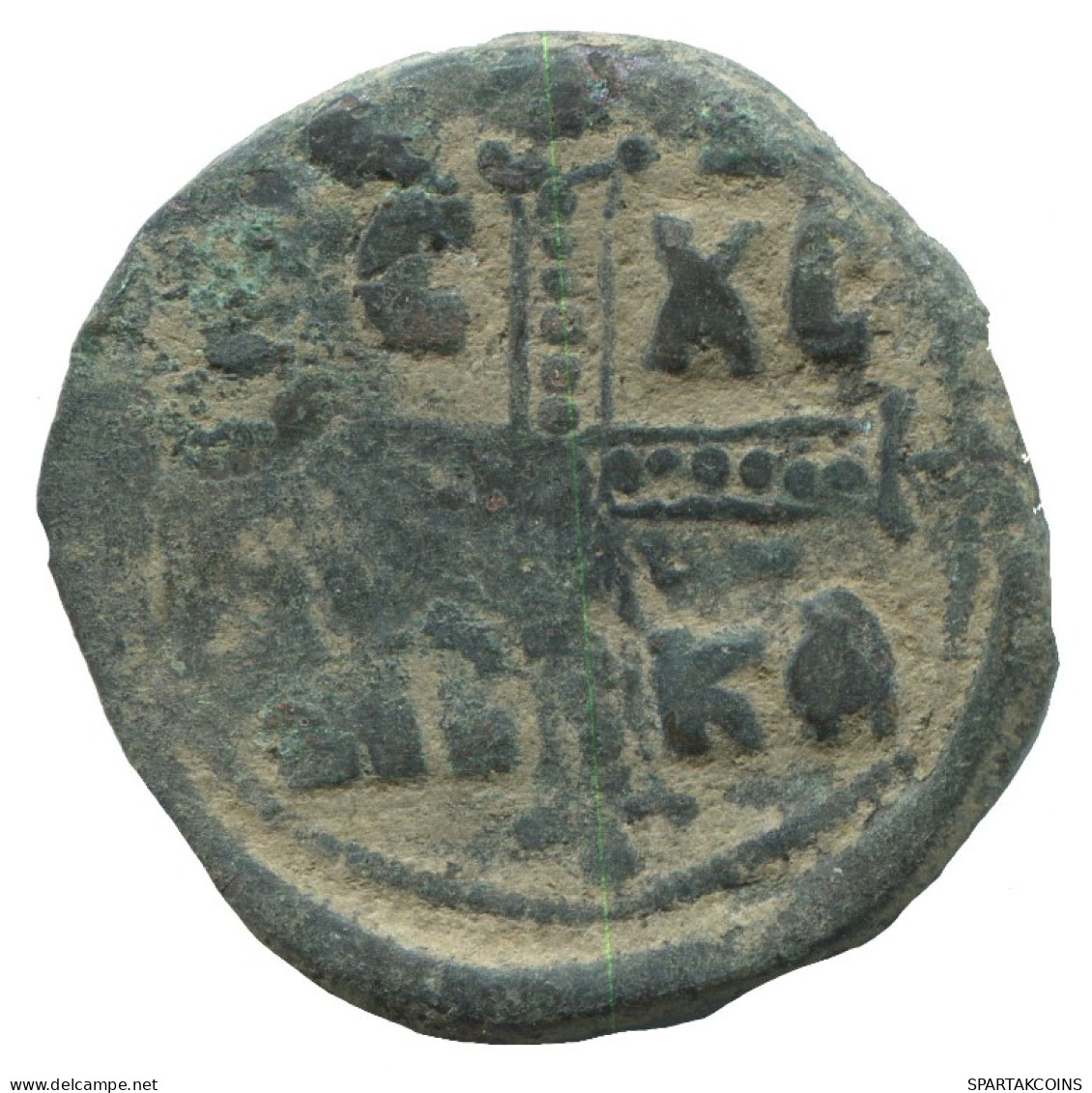 JESUS CHRIST ANONYMOUS CROSS Ancient BYZANTINE Coin 8.2g/30mm #AA629.21.U.A - Bizantine