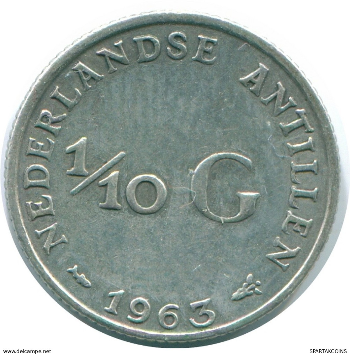 1/10 GULDEN 1963 NETHERLANDS ANTILLES SILVER Colonial Coin #NL12475.3.U.A - Antilles Néerlandaises