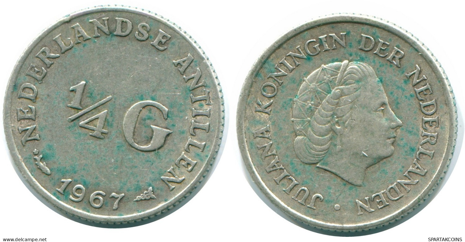 1/4 GULDEN 1967 NIEDERLÄNDISCHE ANTILLEN SILBER Koloniale Münze #NL11545.4.D.A - Antilles Néerlandaises