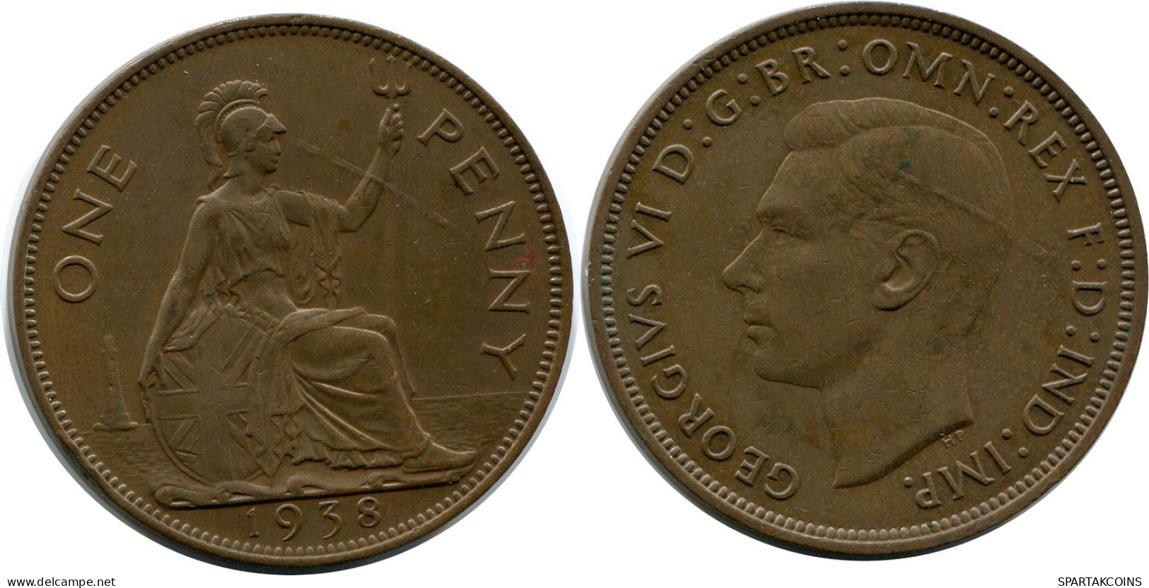 PENNY 1938 UK GREAT BRITAIN Coin #BB022.U.A - D. 1 Penny