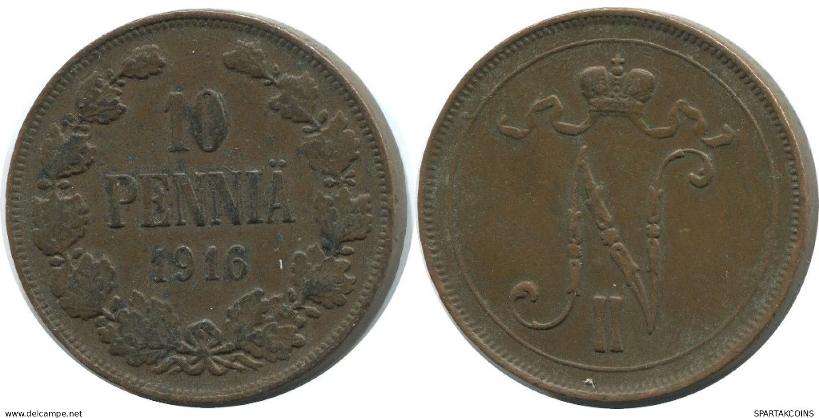 10 PENNIA 1916 FINLANDIA FINLAND Moneda RUSIA RUSSIA EMPIRE #AB126.5.E.A - Finlande