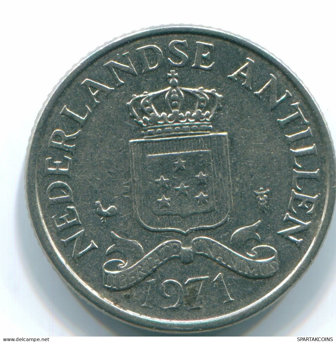 25 CENTS 1971 NETHERLANDS ANTILLES Nickel Colonial Coin #S11536.U.A - Niederländische Antillen