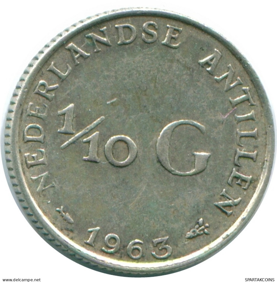 1/10 GULDEN 1963 ANTILLAS NEERLANDESAS PLATA Colonial Moneda #NL12497.3.E.A - Antilles Néerlandaises