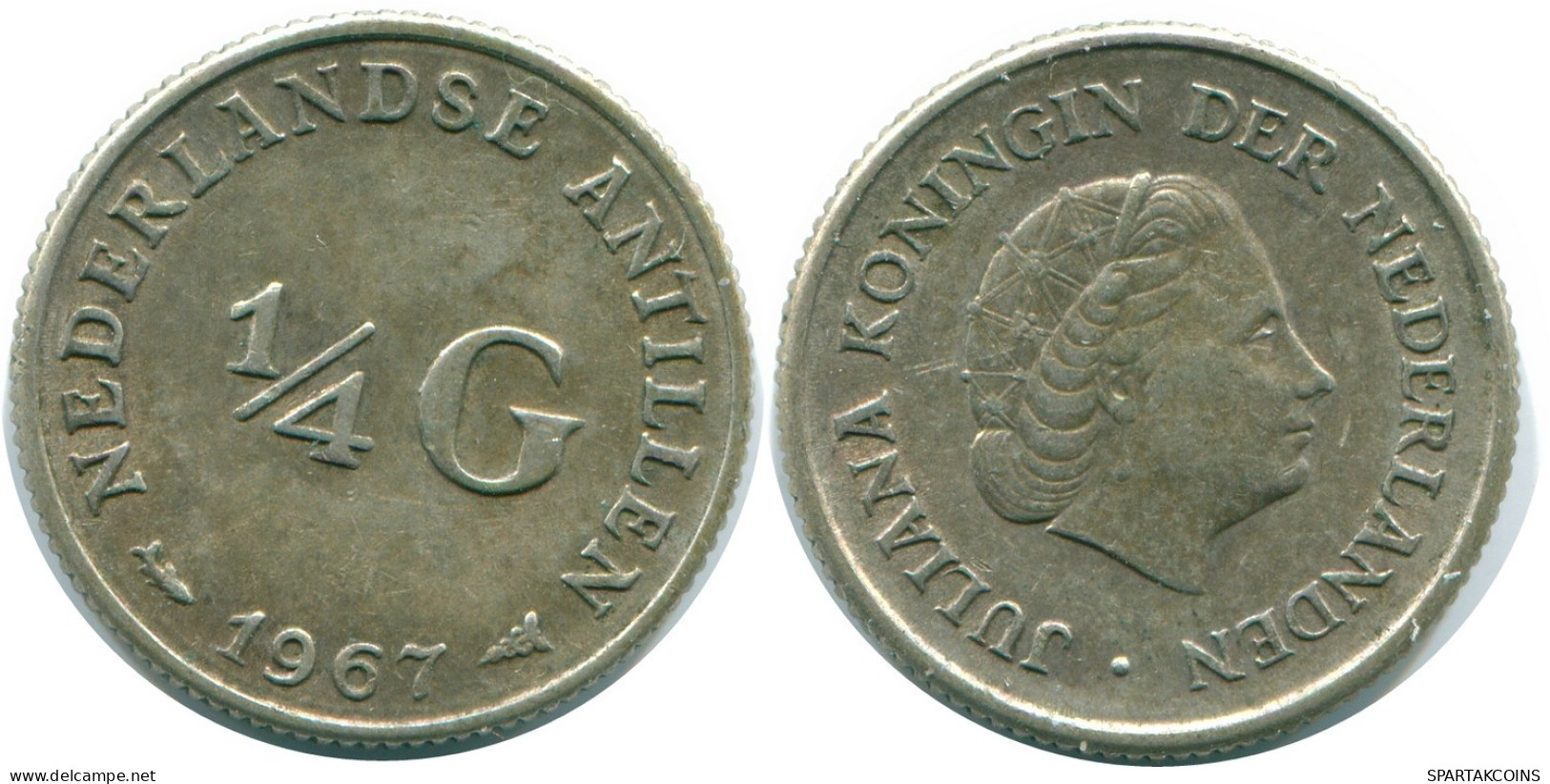 1/4 GULDEN 1967 NIEDERLÄNDISCHE ANTILLEN SILBER Koloniale Münze #NL11598.4.D.A - Niederländische Antillen