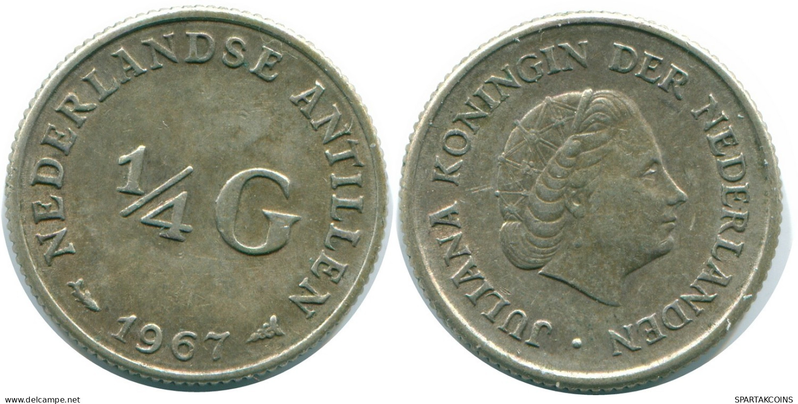 1/4 GULDEN 1967 NIEDERLÄNDISCHE ANTILLEN SILBER Koloniale Münze #NL11598.4.D.A - Antilles Néerlandaises