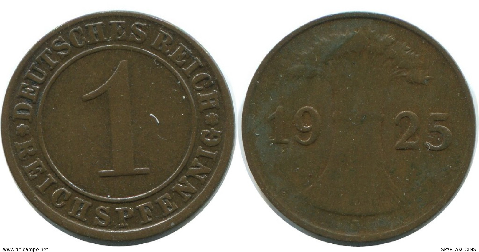 1 REICHSPFENNIG 1925 J ALEMANIA Moneda GERMANY #AE219.E.A - 1 Renten- & 1 Reichspfennig