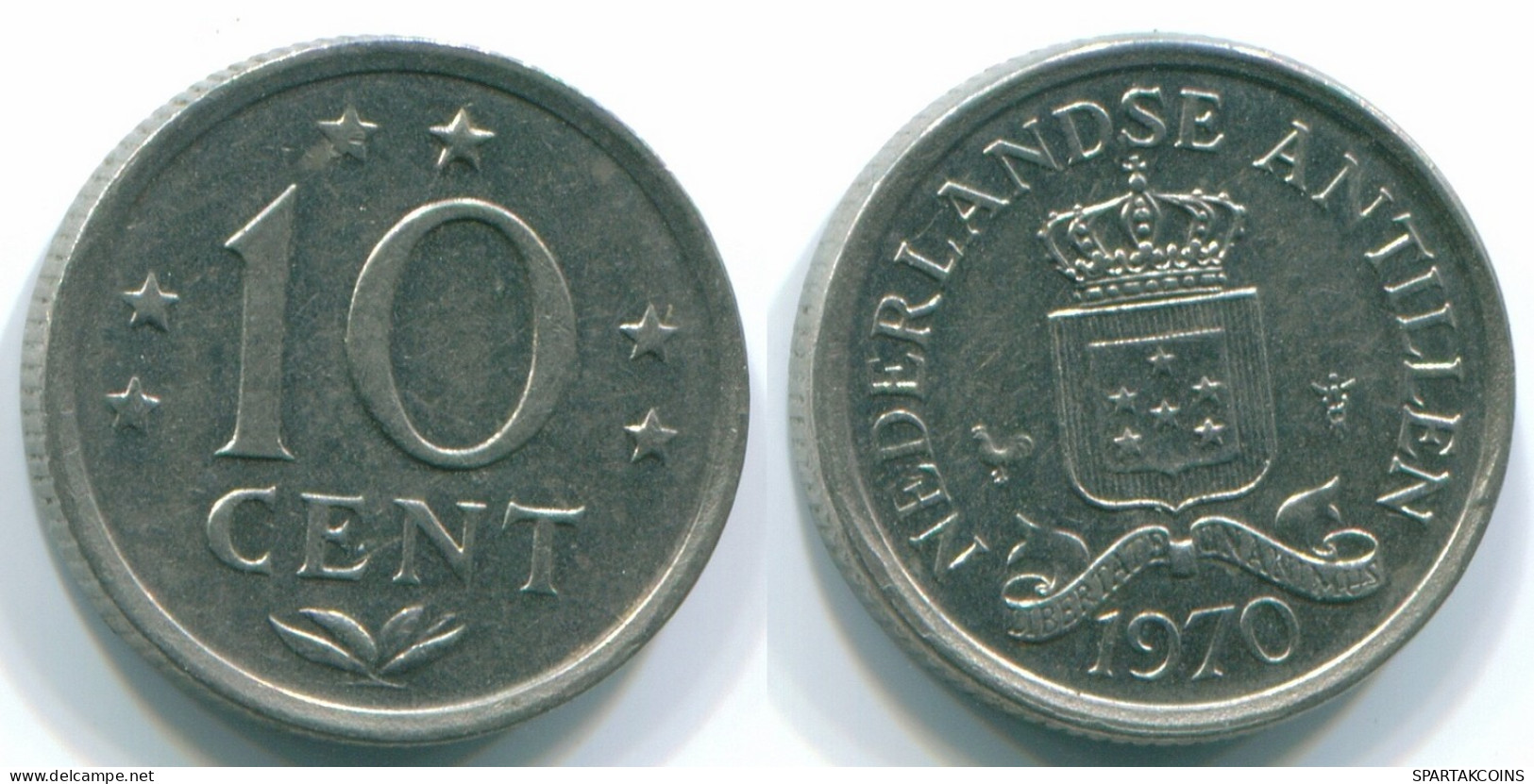 10 CENTS 1970 ANTILLAS NEERLANDESAS Nickel Colonial Moneda #S13334.E.A - Antilles Néerlandaises