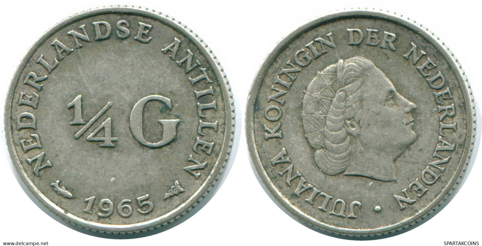 1/4 GULDEN 1965 NETHERLANDS ANTILLES SILVER Colonial Coin #NL11401.4.U.A - Niederländische Antillen