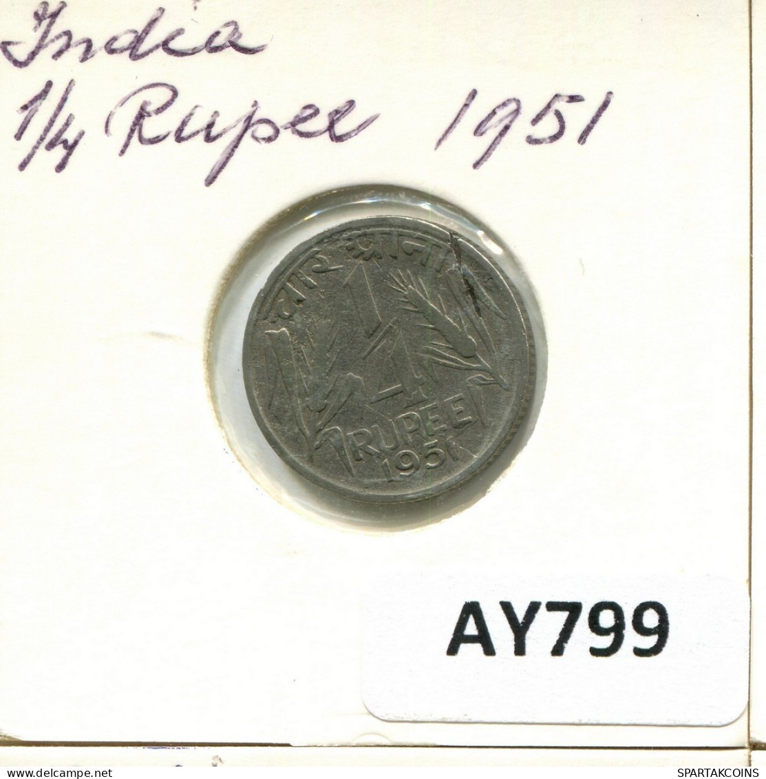 1/4 RUPEE 1951 INDE INDIA Pièce #AY799.F.A - Indien