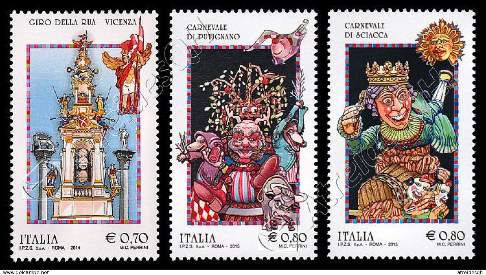 [Q] Italia / Italy 2014-2015: 3 Val. Folklore / Folklore, 3 Stamps ** - Carnevale
