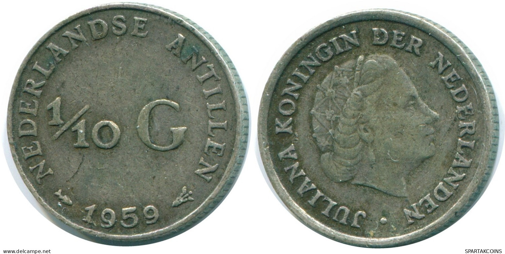 1/10 GULDEN 1959 NIEDERLÄNDISCHE ANTILLEN SILBER Koloniale Münze #NL12223.3.D.A - Antilles Néerlandaises