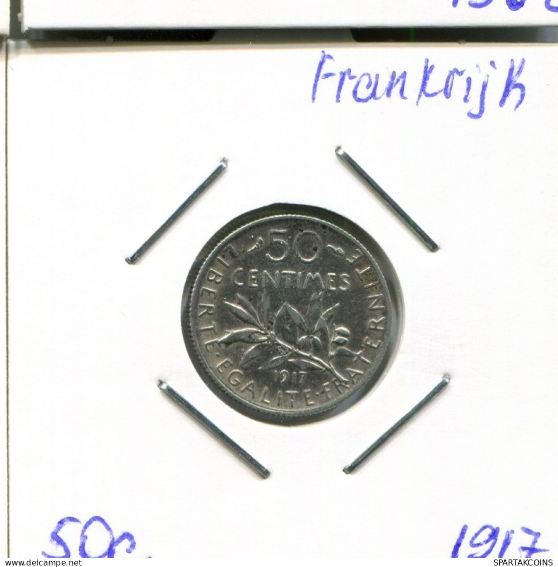 50 CENTIMES 1917 FRANCIA FRANCE Moneda #AM215.E.A - 50 Centimes