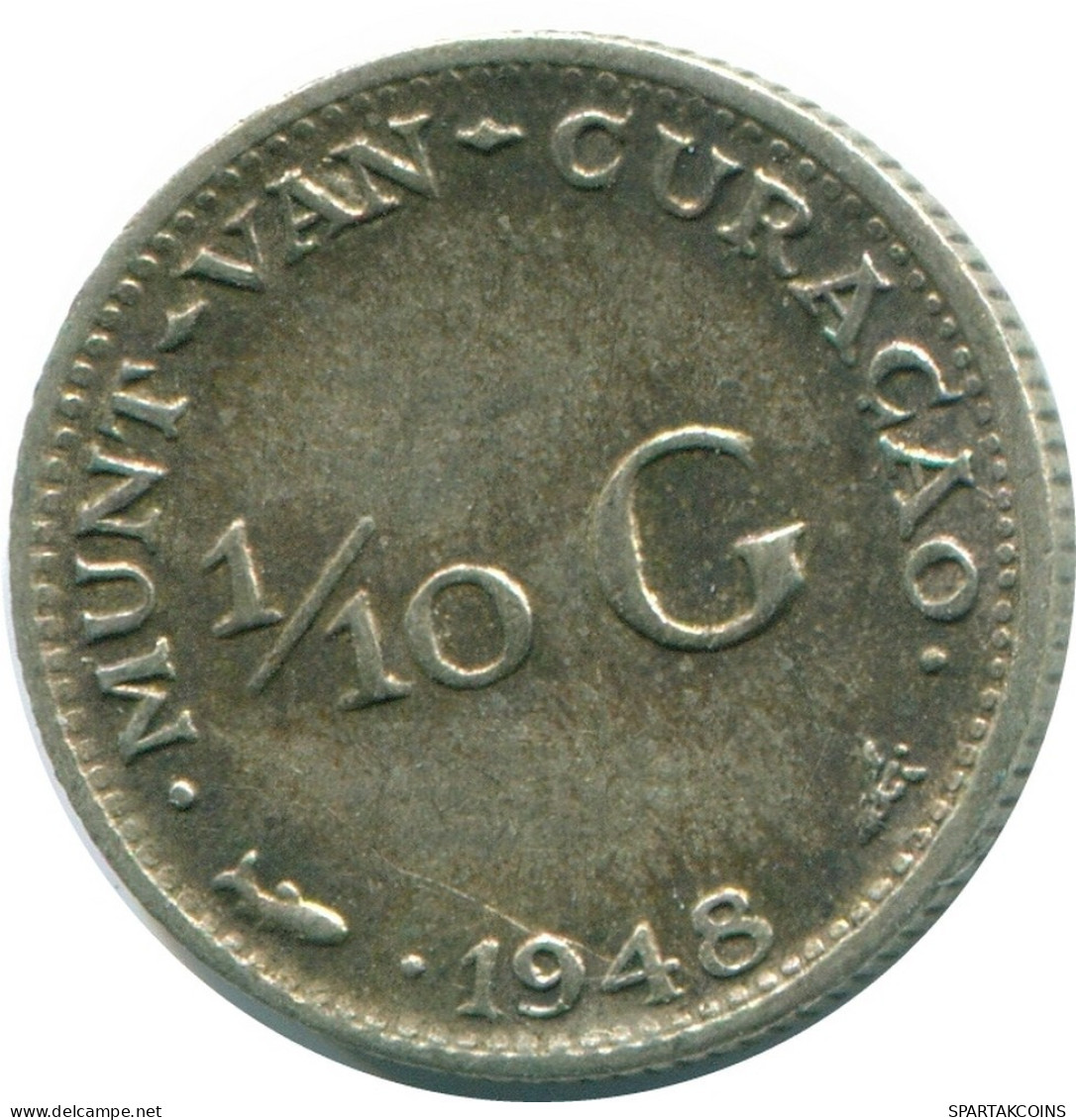 1/10 GULDEN 1948 CURACAO NIEDERLANDE SILBER Koloniale Münze #NL11966.3.D.A - Curacao