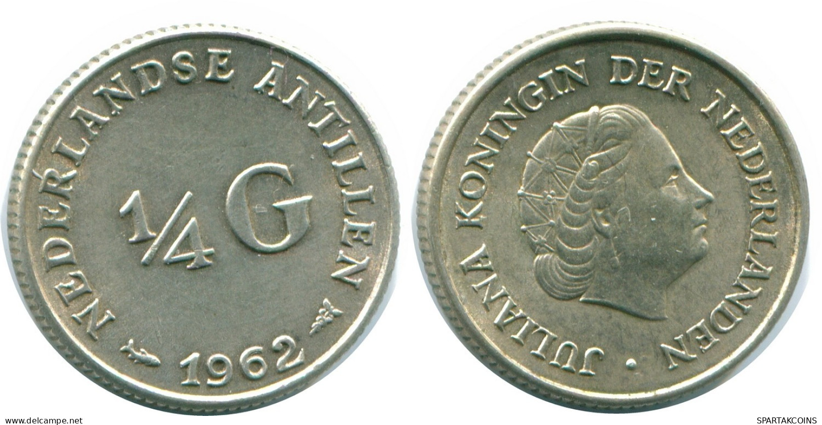 1/4 GULDEN 1962 ANTILLES NÉERLANDAISES ARGENT Colonial Pièce #NL11124.4.F.A - Antilles Néerlandaises