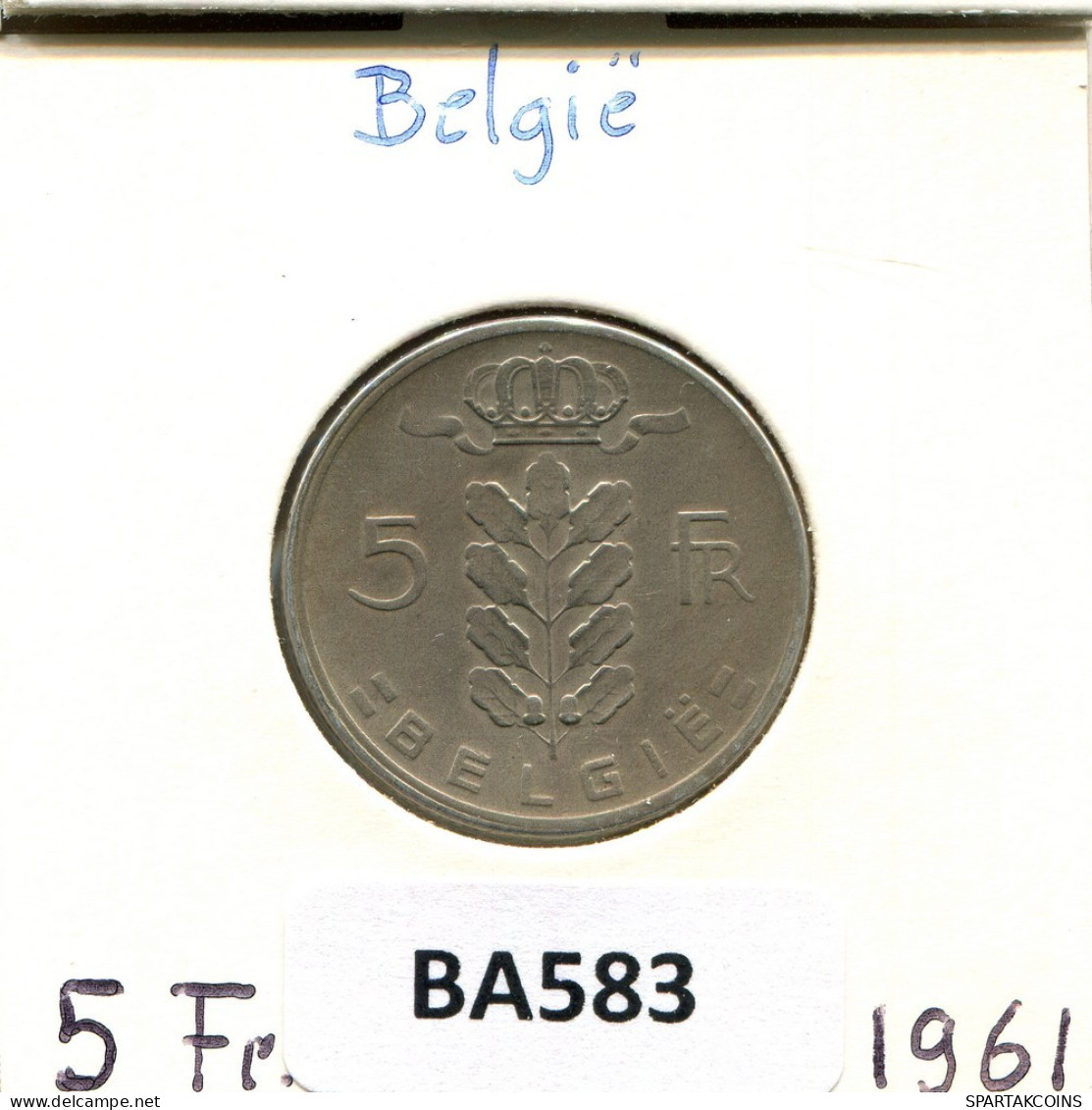 5 FRANCS 1960 DUTCH Text BELGIEN BELGIUM Münze #BA583.D.A - 5 Francs