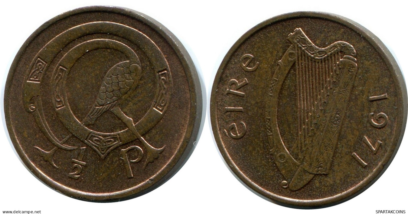1/2 PENNY 1971 IRLAND IRELAND Münze #AY649.D.A - Irlanda