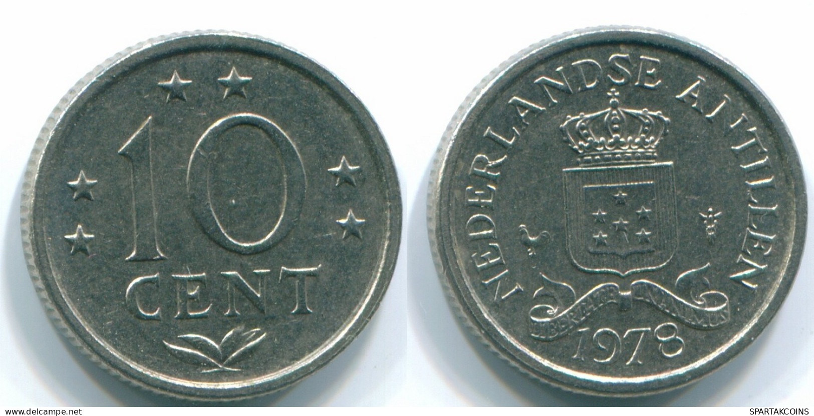 10 CENTS 1978 NETHERLANDS ANTILLES Nickel Colonial Coin #S13556.U.A - Niederländische Antillen