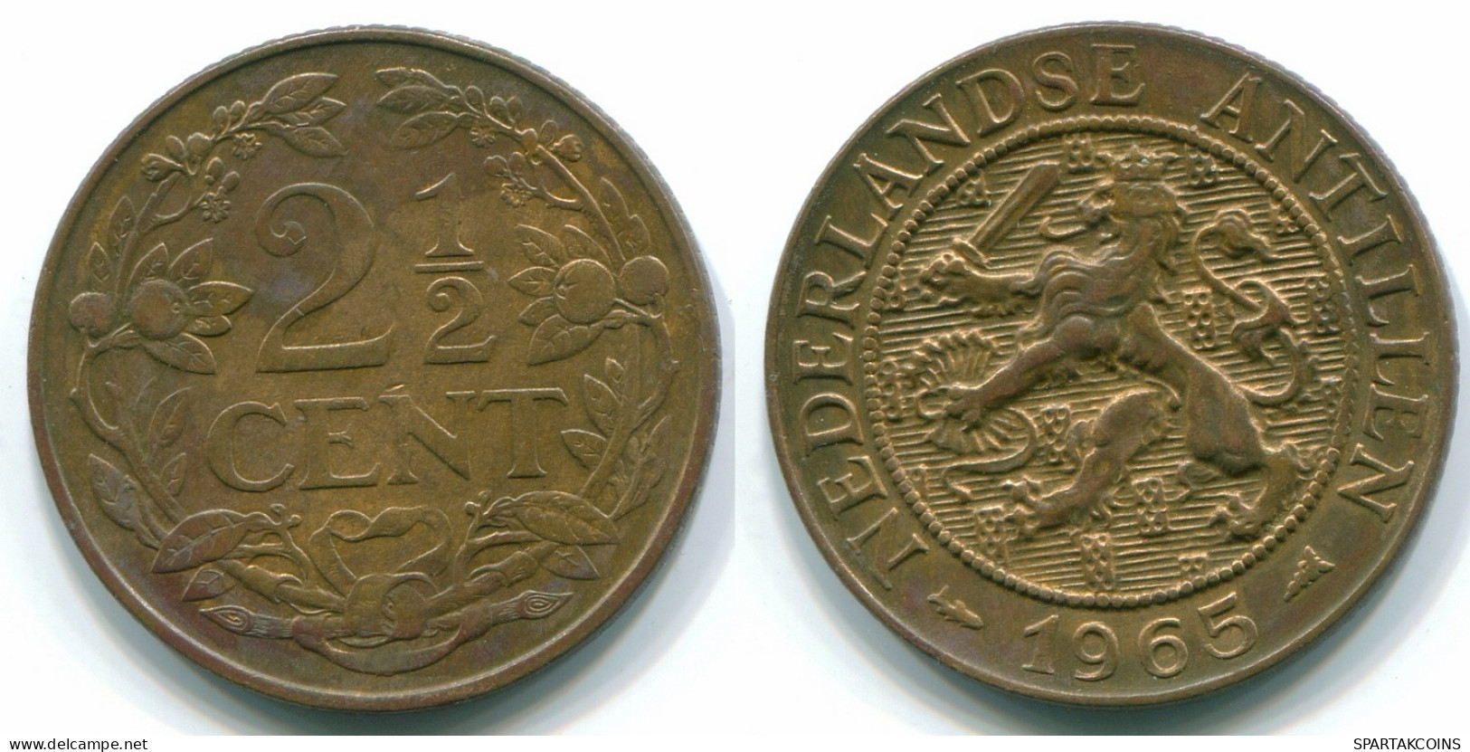 2 1/2 CENT 1965 CURACAO NÉERLANDAIS NETHERLANDS Bronze Colonial Pièce #S10228.F.A - Curaçao