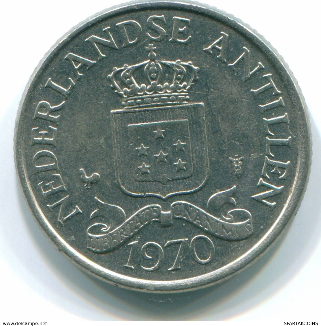 25 CENTS 1970 NETHERLANDS ANTILLES Nickel Colonial Coin #S11438.U.A - Niederländische Antillen