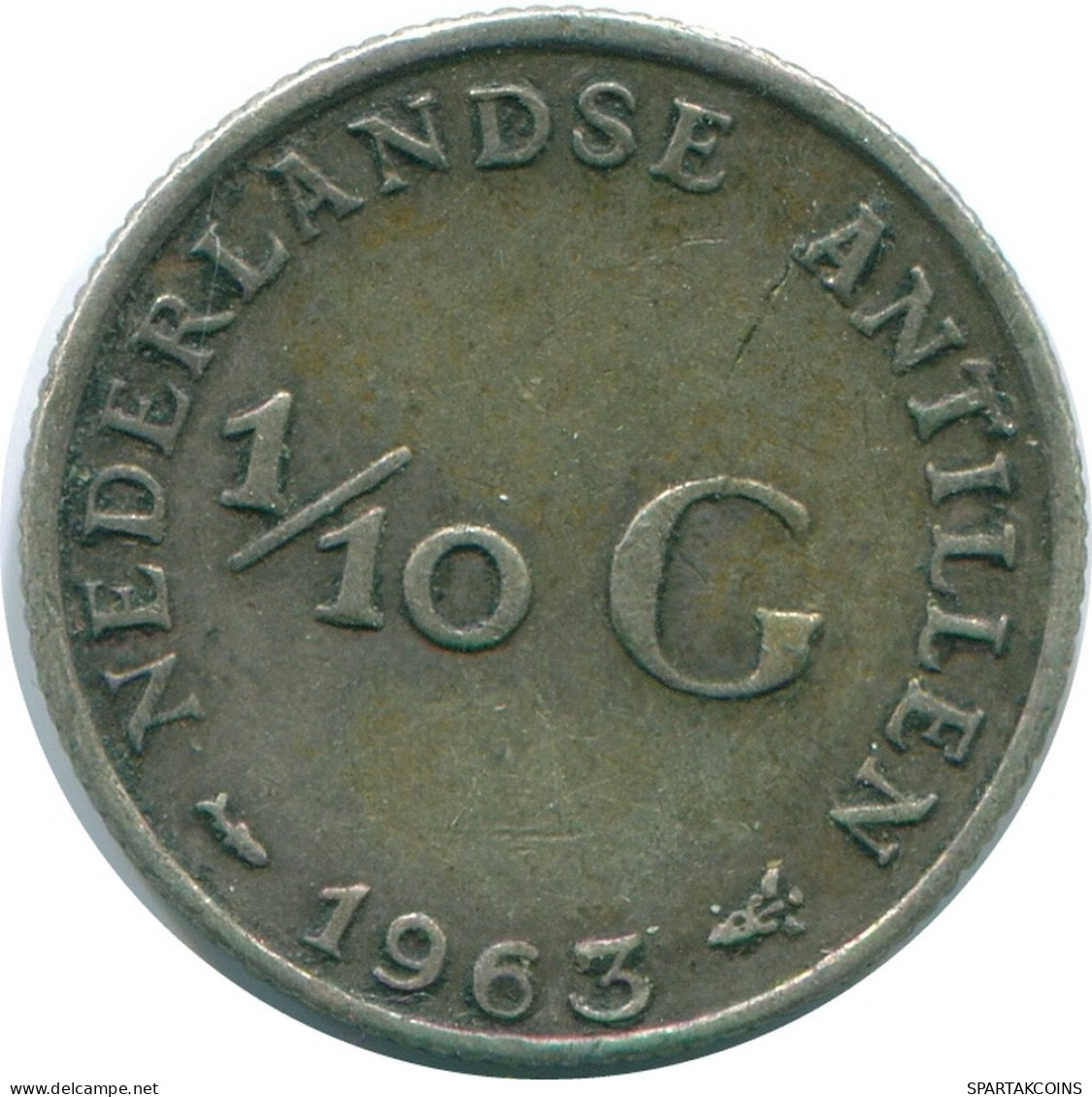1/10 GULDEN 1963 ANTILLES NÉERLANDAISES ARGENT Colonial Pièce #NL12650.3.F.A - Antilles Néerlandaises