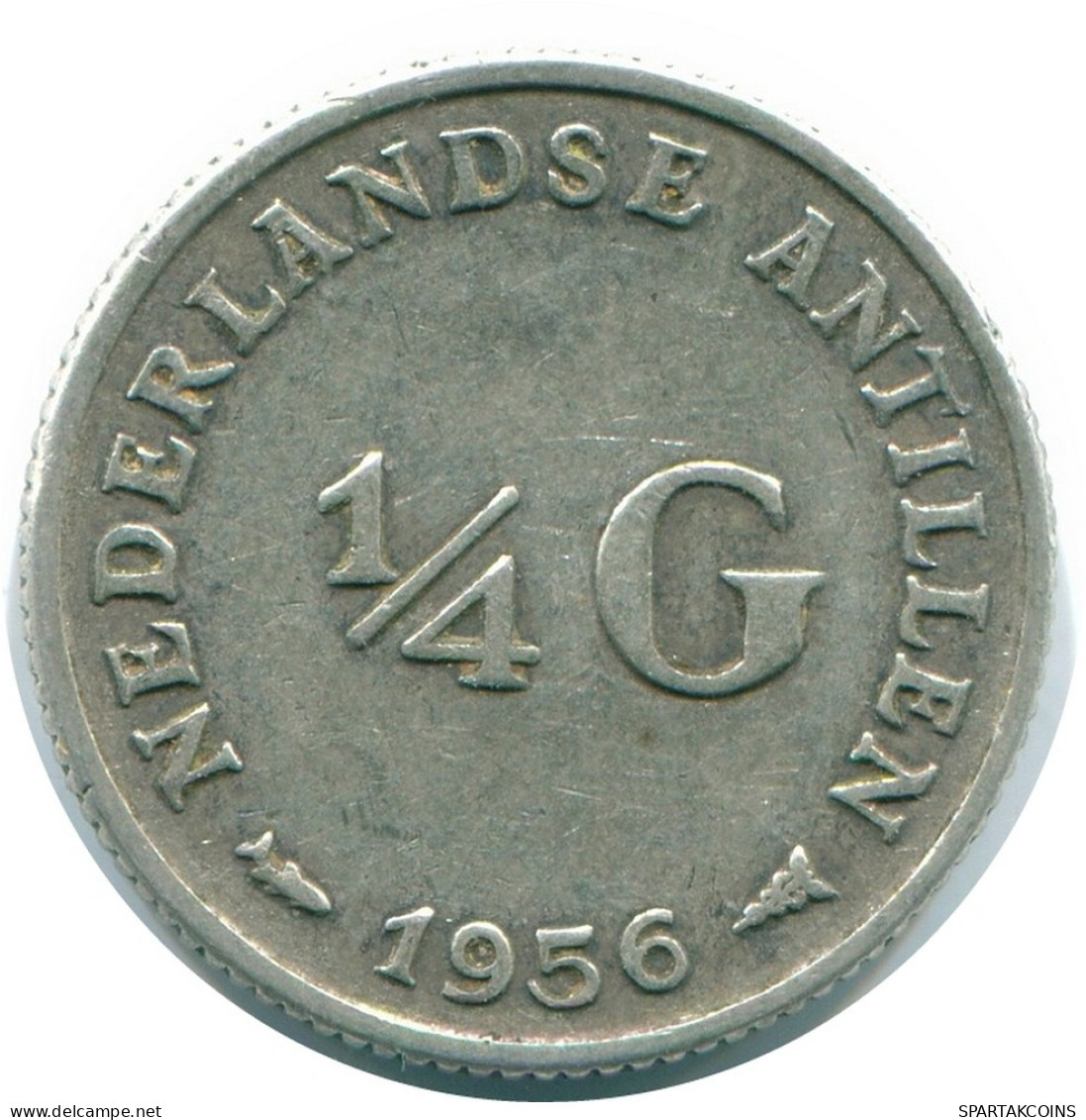 1/4 GULDEN 1956 NETHERLANDS ANTILLES SILVER Colonial Coin #NL10927.4.U.A - Niederländische Antillen