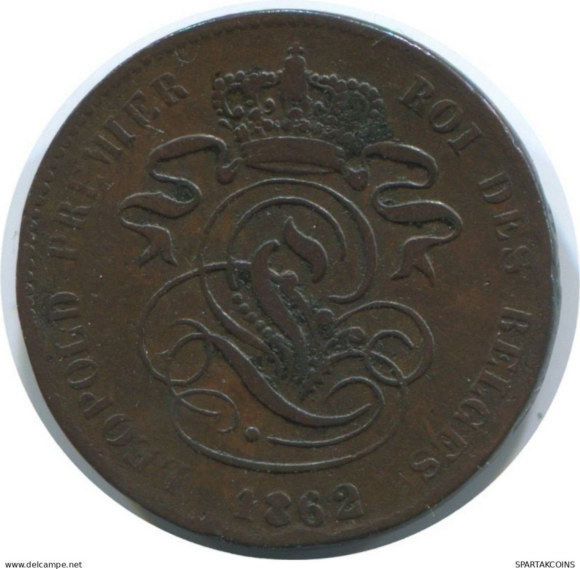 2 CENTIMES 1862 Französisch Text BELGIEN BELGIUM Münze #AE746.16.D.A - 2 Cent
